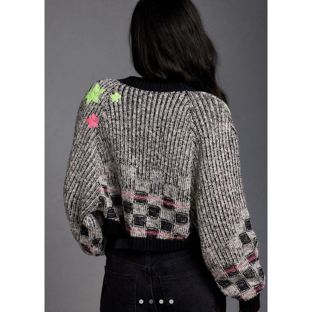 NWT Anthropologie Pilcro Checkerboard Cropped Cardigan Sweater
